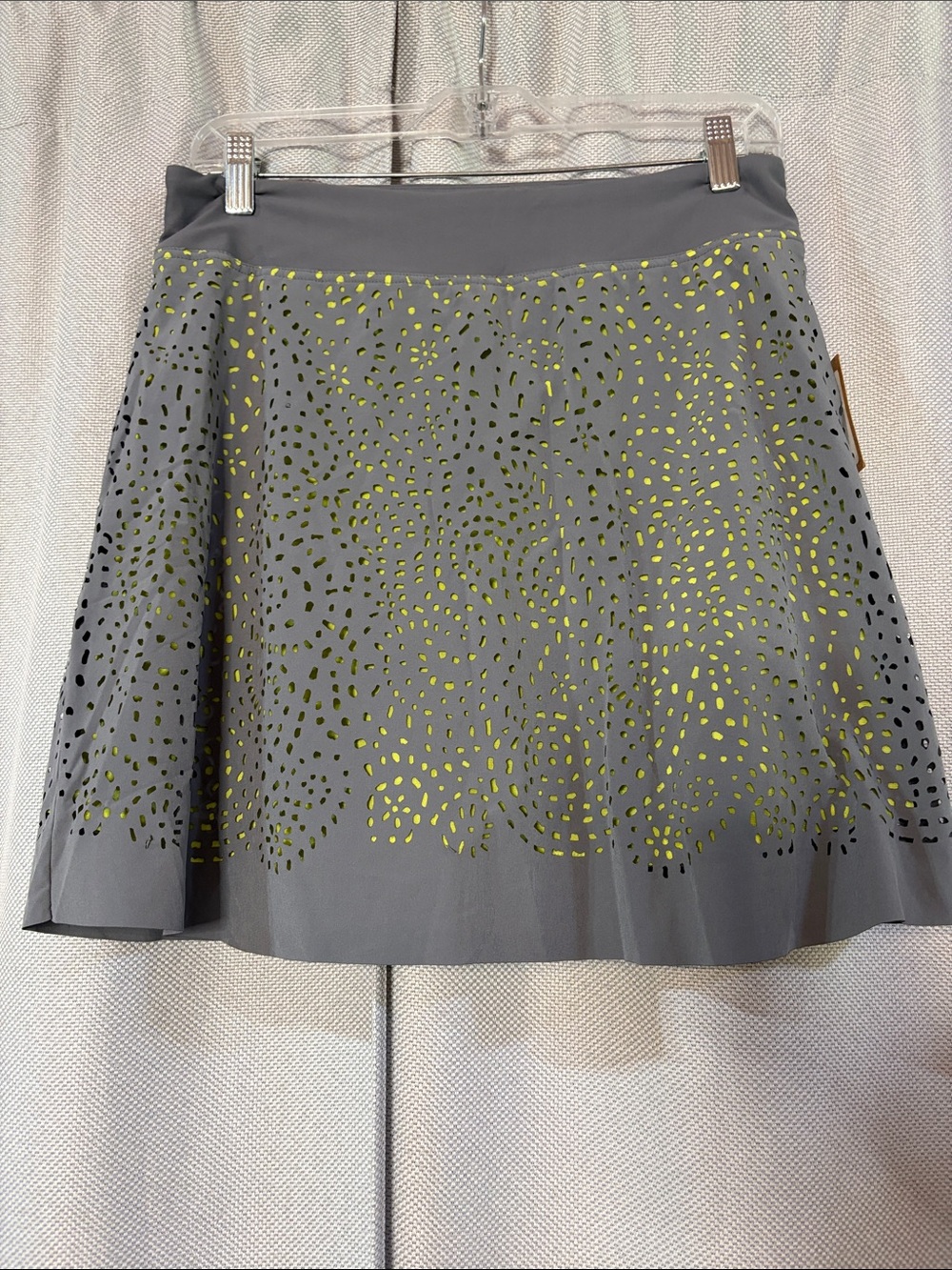 Title Nine Athletic Gray Skort with Lime Laser-Cut Overlay